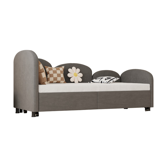 Twin Size Twin Size Bed frames With An Another Bed frame, Velvet Upholstered Daybed, Modern Sofa Bed Daybed Frame for Bedroom Living Room, Suitable for Living Room, Kids Room, Bedroom (Ddry Gray) - DTYStore
