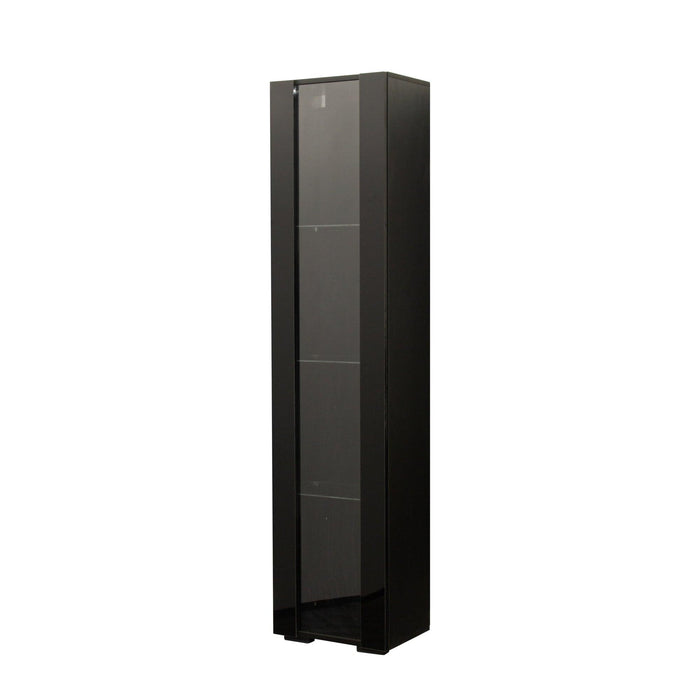 Black side cabinet with aluminum strip lamp,With large storage space