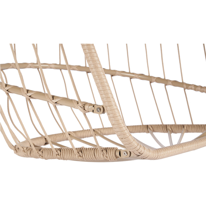 Outdoor Garden Rattan Egg Swing Chair Hanging Chair Wood+Khaki - DTYStore