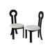 Vintage Rubber Solid Wood Dining Chair, Sheep Plush Dining Chair, Armless Dining Chair, Suitable For Small Home Dressing Room Model Room, Black(Set Of 2) - DTYStore