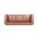 83.46" Brown PU Rolled Arm Chesterfield Three Seater Sofa.