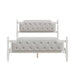 Traditional Style Solid Wood Bed Frame with Upholstered Tufted Headboard,No Box Spring Needed,Queen Size, Antique White - DTYStore