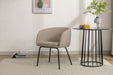 039-Set of 1 Boucle Fabric Dining Chair With Black Metal Legs,Light Coffee - DTYStore