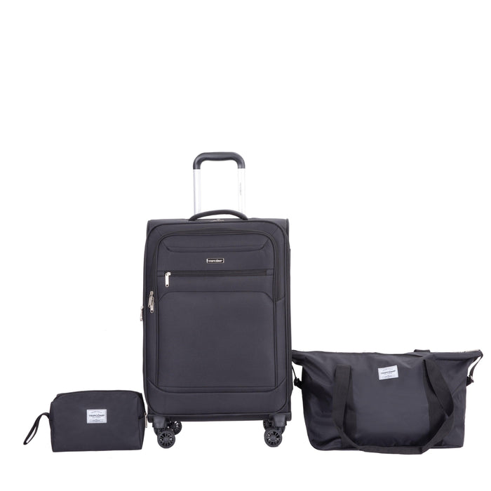 3-Piece Set Softshell Suitcase Spinner Wheels Terylene Polyester Luggage Sets Carry On