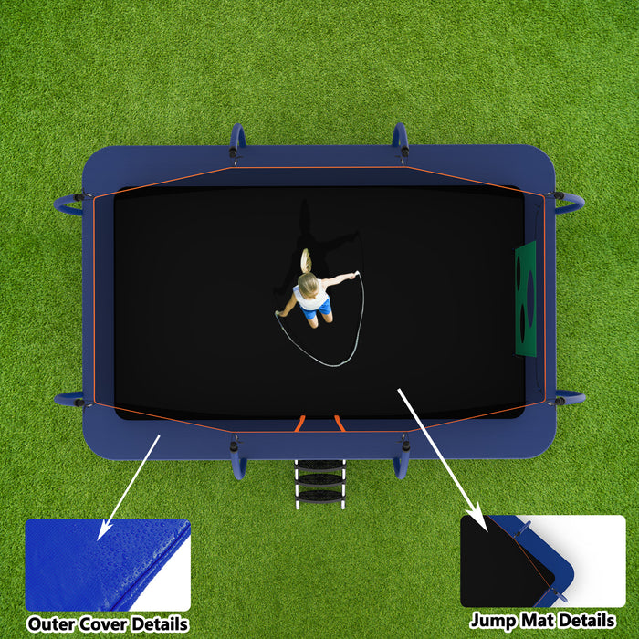 10X16FT Outdoor Square Trampolines for Kids Adults Long Rectangular Tumbling Trampoline - DTYStore