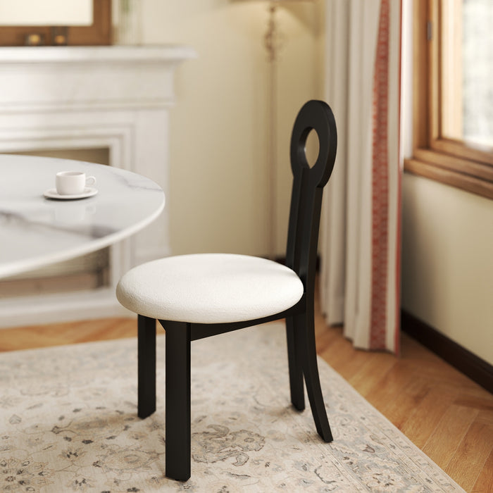 Vintage Rubber Solid Wood Dining Chair, Sheep Plush Dining Chair, Armless Dining Chair, Suitable For Small Home Dressing Room Model Room, Black(Set Of 2) - DTYStore