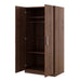 2-Door Wooden Wardrobe Armoire with 3 Storage Shelves, Brown