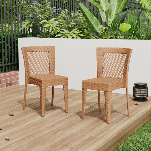 FARLEY STACKING SIDECHAIR,Set of 2,KD,Light Brown - DTYStore