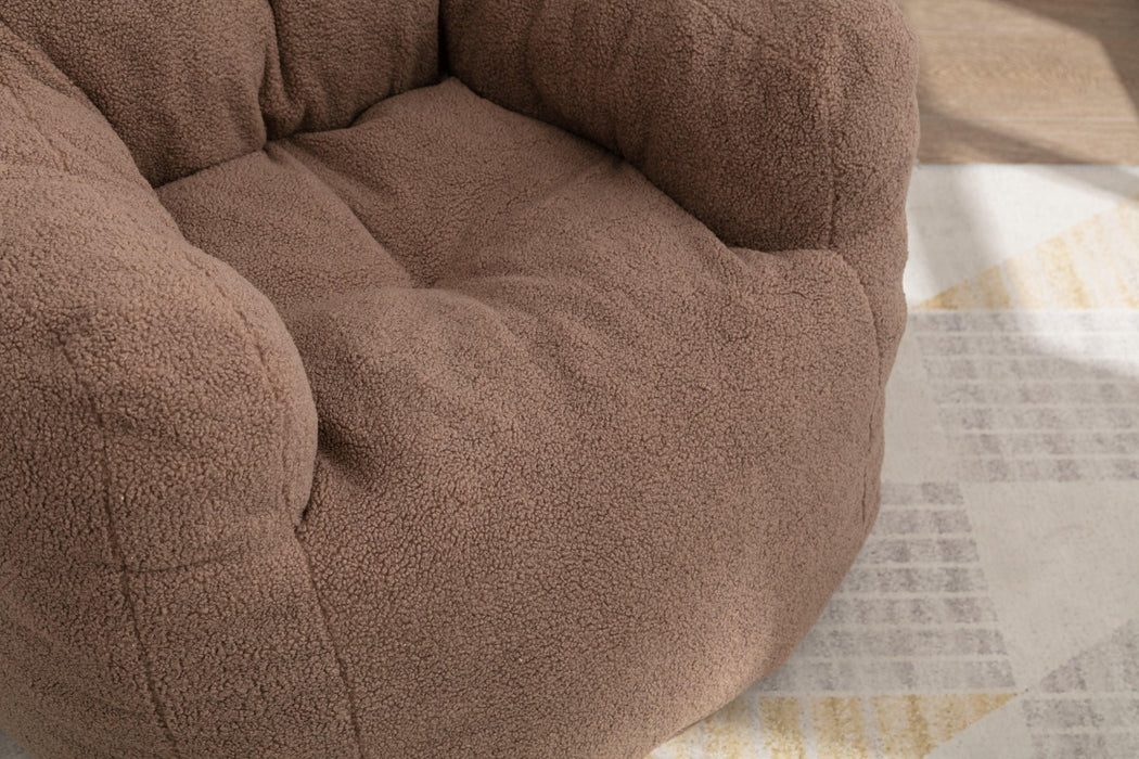 010-Soft Teddy Fabric Tufted Foam Bean Bag Chair With Teddy Fabric Coffee