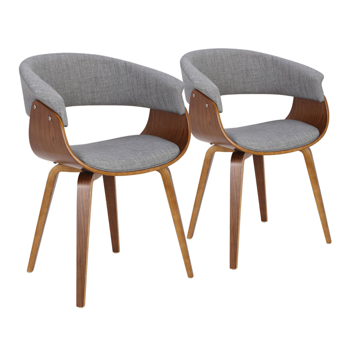 Vintage Mod Mid-Century Modern Dining/accent Chair in Walnut Wood and Light Grey Fabric by LumiSource - Set of 2 - DTYStore