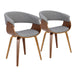 Vintage Mod Mid-Century Modern Dining/accent Chair in Walnut Wood and Light Grey Fabric by LumiSource - Set of 2 - DTYStore