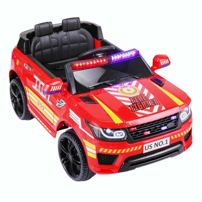 12V Kid Ride on Police Car with Parental Remote Control, Battery Powered Truck with Siren, Lights, Music, Spring Suspension Red