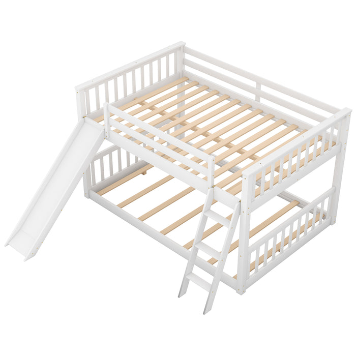 Full over Full Bunk Bed with Convertible Slide and Ladder, White(Old SKU: GX000708AAK) - DTYStore