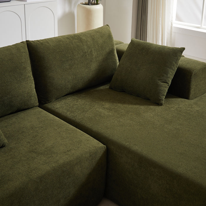 Modern Chenille Upholstered Sectional Sofa Couch Set,Modular 108" L Shaped Sectional Living Room Sofa Set With 6 Pillows,Free Combination Sofa Couch for Living Room,Bedroom(Right Chaise) - DTYStore