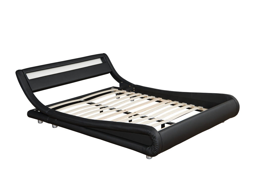 Full Bed Frame with Adjustable Headboard - Low Profile Sleigh Design, Strong Wood Slats Support and Mattress Foundation, No Box Spring Needed, Black - DTYStore