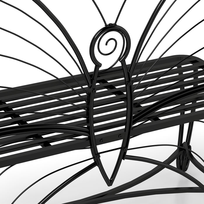 Butterfly Cast Metal Garden Bench, Outdoor Bench Patio Seat, Park Bench Outdoor Seating for Garden, Yard, Park, Entryway - DTYStore