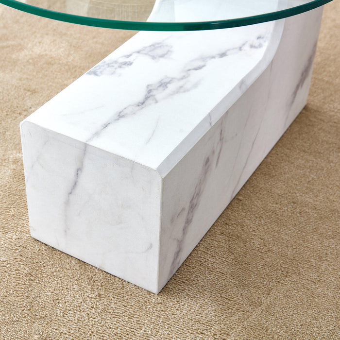 A modern, fashionable, and durable marble textured MDF coffee table with a side table. Match with multiple scenes. Suitable for living room and bedroom.