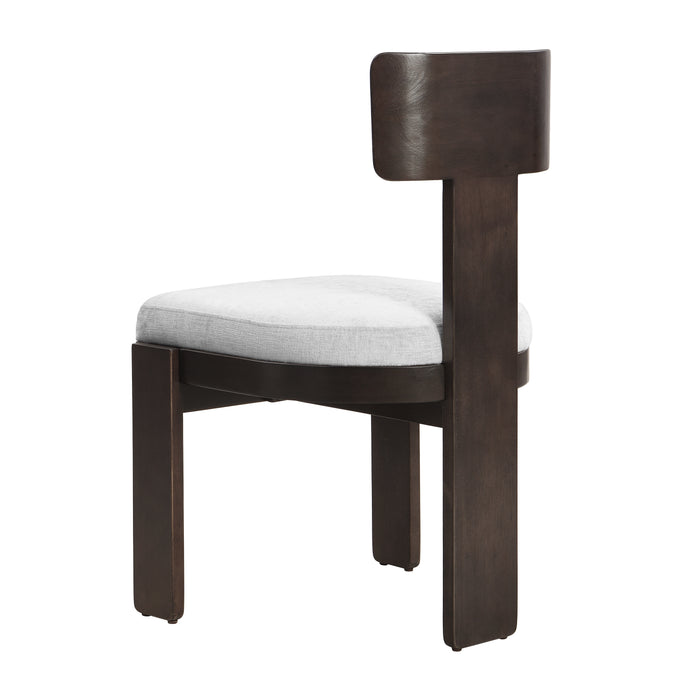 Upholstered Dining Chairs Set of 2, Fabric Side Chairs with Gray Seating Dark Brown Solid Rubber Wood Legs, 330 LBS Weight Capacity - DTYStore