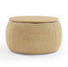 Round Storage Ottoman, 2 in 1 Function, Work as End table and Ottoman, Natural (25.5"x25.5"x14.5")