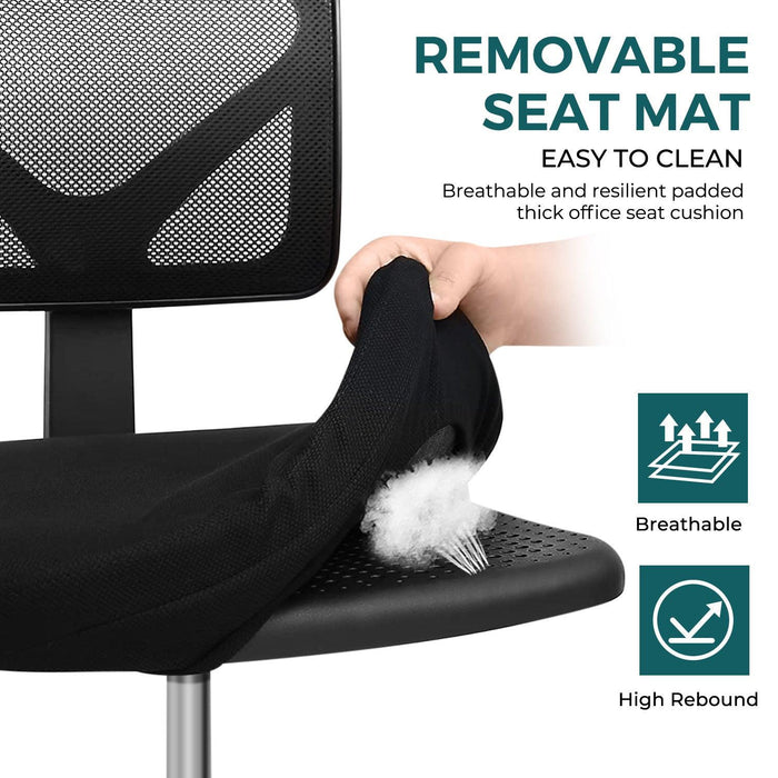 Armless Desk Chair Small Home Office Chair with Lumbar Support - DTYStore
