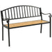 Outsunny 50' Garden Bench, Patio Loveseat with Antique Backrest, Wood Seat and Steel Frame for Backyard or Porch - DTYStore