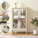 2 Doors Curio Cabinet with Tempered Glass Doors and Mirrored Back Panel, Lighted Display Cabinet for Home and Office