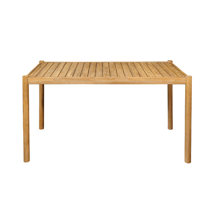 Acacia Wood Outdoor Dining Set of 5, Dining Furniture Set with 1 Table 4 Chairs, Teak and Beige - DTYStore