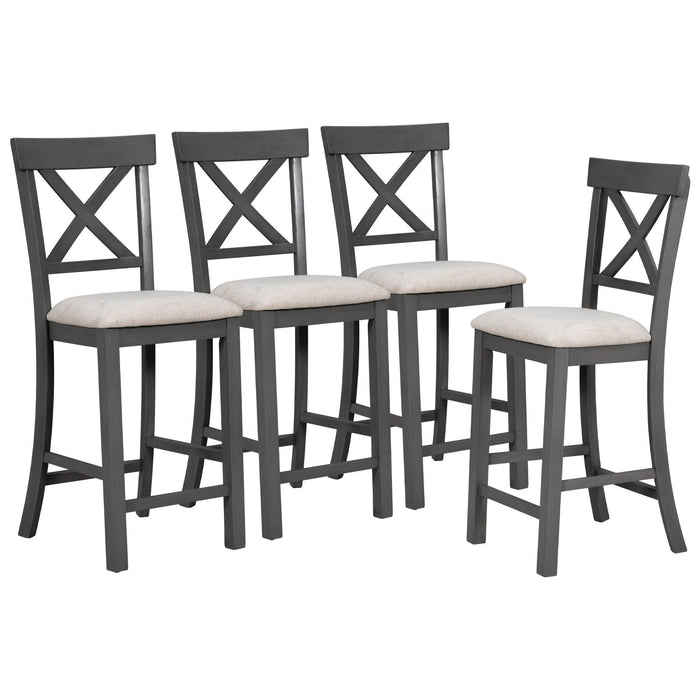 6-Piece Counter Height Dining Table Set with Shelf, 4 Chairs and Bench for Dining Room