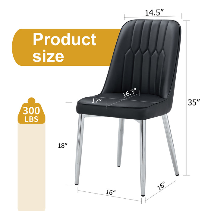 2 modern dining chairs, smooth PU leather backrest and silver-toned metal legs for a comfortable home experience for kitchens, bedrooms and offices. - DTYStore