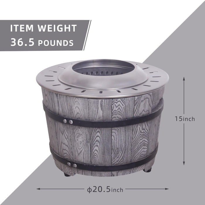 Smokeless Firepit With Wood Pellet/Twig/Wood As The Fuel, Wood Look - DTYStore