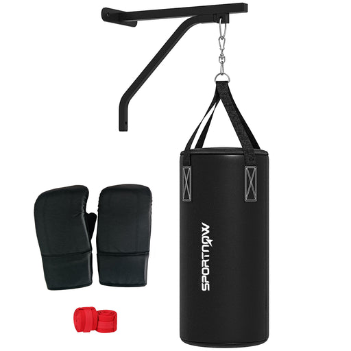 Soozier Unfilled Punching Bag for Adults, Heavy Bag Wall Mount Set with Bracket, Boxing Gloves, Hand Wraps and 360° Swivel Hook for Muay Thai and MMA Training - DTYStore