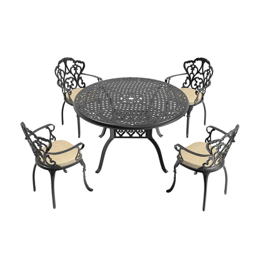 (Cushions In Random Colors)5-Piece Set Of Cast Aluminum Patio Furniture With Cushions - DTYStore