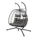 2 Persons Egg Chair with Stand Indoor Outdoor Swing Chair Patio Wicker Hanging Egg Chair Hanging Basket Chair with Stand for Bedroom Living Room Balcony - DTYStore