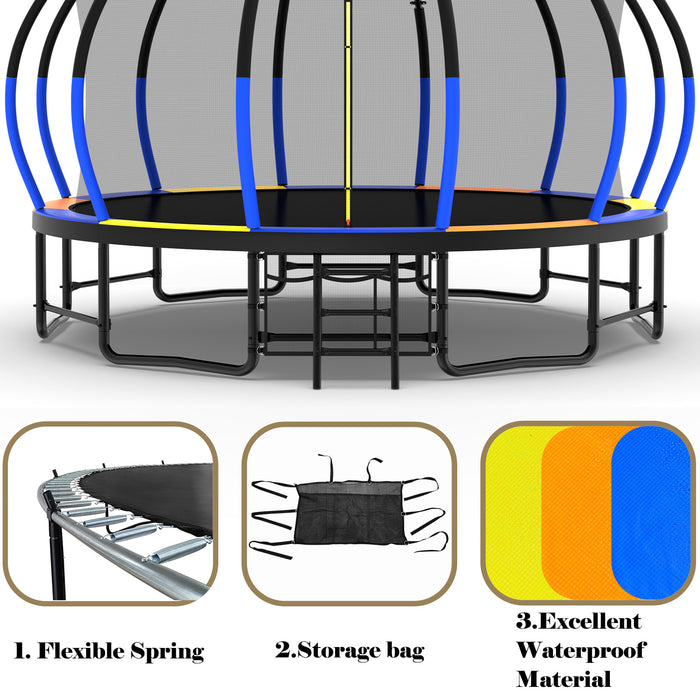 16FT Trampoline with EnclosureRecreational Trampolines with Ladder and AntiRust Coating, ASTM Approval Outdoor Trampoline for Kids - DTYStore