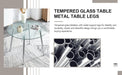 A glass tabletop with a diameter of 40 inches and a modern minimalist circular dining table with electroplated silver metal legs. Suitable for restaurants, living rooms, and conference rooms.