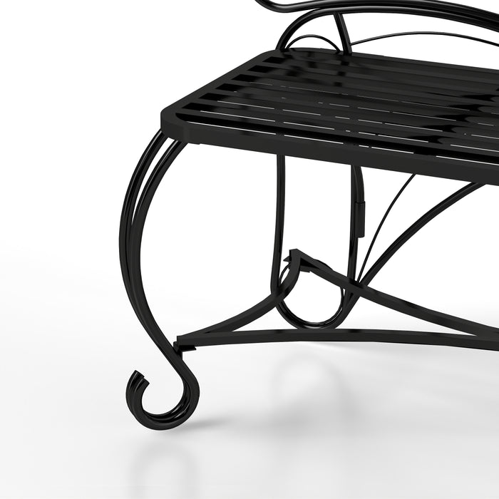 Butterfly Cast Metal Garden Bench, Outdoor Bench Patio Seat, Park Bench Outdoor Seating for Garden, Yard, Park, Entryway - DTYStore