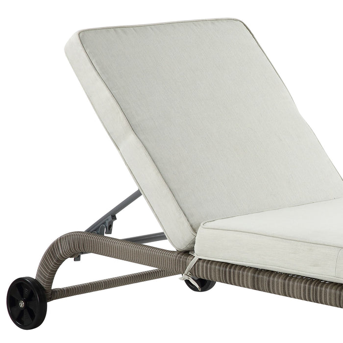 Salena Beige Fabric & Gray Finish Patio Sun Lounge - DTYStore