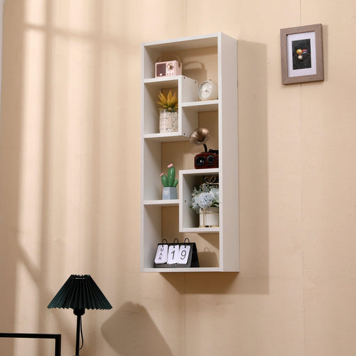 Bookshelf, Freestanding Wood Open Bookcase with 5 Cubes, with 2 keyhole hangers, Home Office DÃƒÂ©cor Rectangular Storage Shelf Display Rack for Study Living Room White - DTYStore