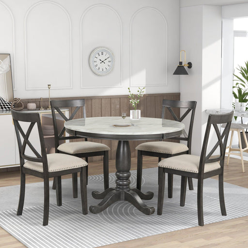 Orisfur. 5 Pieces Dining Table and Chairs Set for 4 Persons, Kitchen Room Solid Wood Table with 4 Chairs - DTYStore