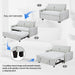 57.48" Pull-out Sofa Bed Convertible Couch 2 Seat Loveseat Sofa Modern Sleeper Sofa with Two Throw Pillows and USB Ports for Living Room, Light Blue