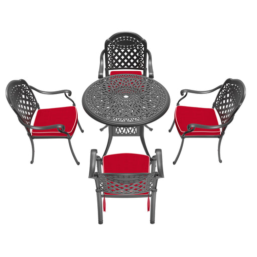 (Cushions In Random Colors)5-Piece Set Of Cast Aluminum Patio Furniture With Cushions - DTYStore