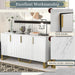 Modern Sideboard with Four Doors, Metal Handles & Legs, Adjustable Shelves Kitchen Cabinet