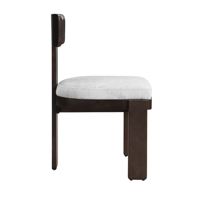 Upholstered Dining Chairs Set of 2, Fabric Side Chairs with Gray Seating Dark Brown Solid Rubber Wood Legs, 330 LBS Weight Capacity - DTYStore