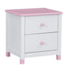 Wooden Nightstand with Two Drawers for Kids,End Table for Bedroom,White+Pink(Old SKU: WF297965AAH) - DTYStore