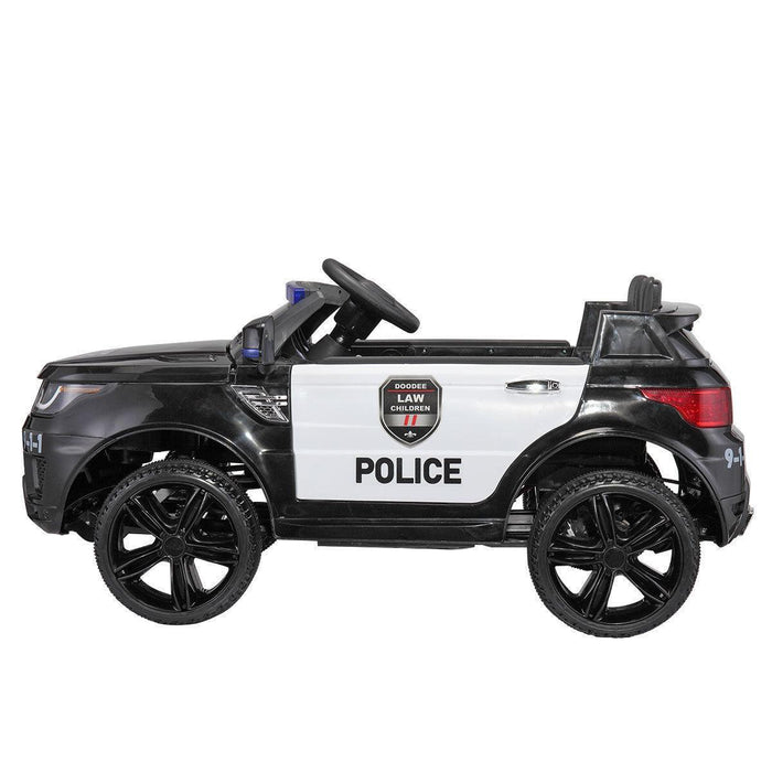 12V Kid Ride on Police Car with Parental Remote Control, Battery Powered Truck with Siren, Lights, Music, Spring Suspension