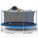 14FT Trampoline for Adults & Kids with Basketball Hoop, Outdoor Trampolines w/Ladder and Safety Enclosure Net for Kids and Adults,Double-side Color cover - DTYStore