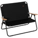 Outsunny Double Folding Camping Chair, Loveseat for 2 Adults, Portable Camping Couch with Wood Armrest & Cupholders, for Backpacking, Beach, Sports Travel, Black - DTYStore