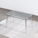 Modern Minimalist Rectangular Glass Dining Table for 4-6 with 0.31" Tempered Glass Tabletop and Silver plating Metal Legs, Writing Table Desk, for Kitchen Dining Living Room, 51" *31"* 30"