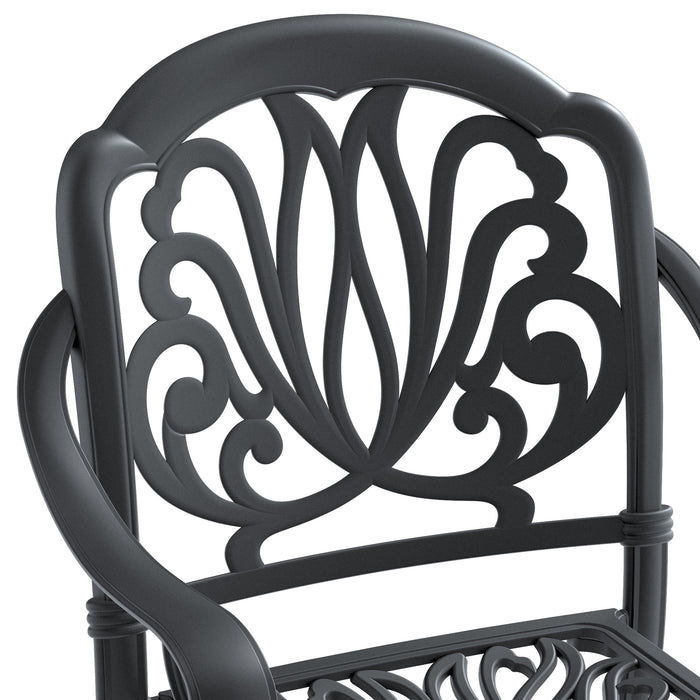 9-Piece All-Weather Cast Aluminum Dining Set, Include 2 Swivel Chairs,6 Dining Chairs and Rectangular Table With Black Frame - DTYStore