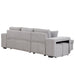 104.5" Pull Out Sleeper Sofa Reversible L-Shape 3 Seat Sectional Couch with Storage Chaise and 2 Stools for Living Room Furniture Set,Gray